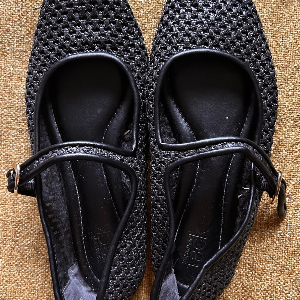 Black Woven Mary Jane Flats